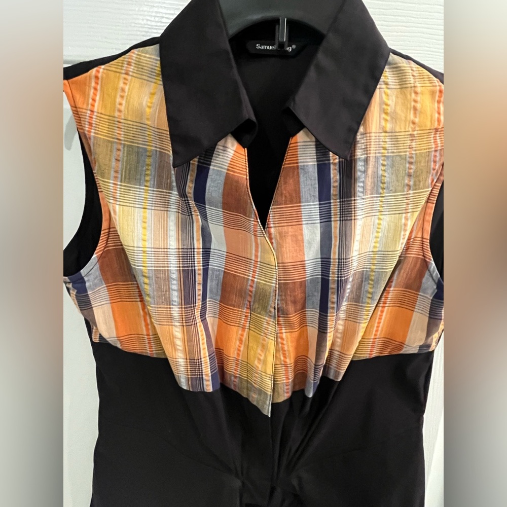 NWOT Samuel Dong sleeveless front tie Mixed Media top. Women’s Small (S) - Picture 3 of 7